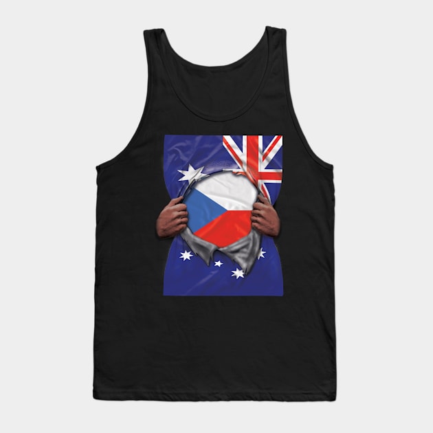 Czech Republic Flag Australian Flag Ripped - Gift for Czech From Czech Republic Tank Top by Country Flags